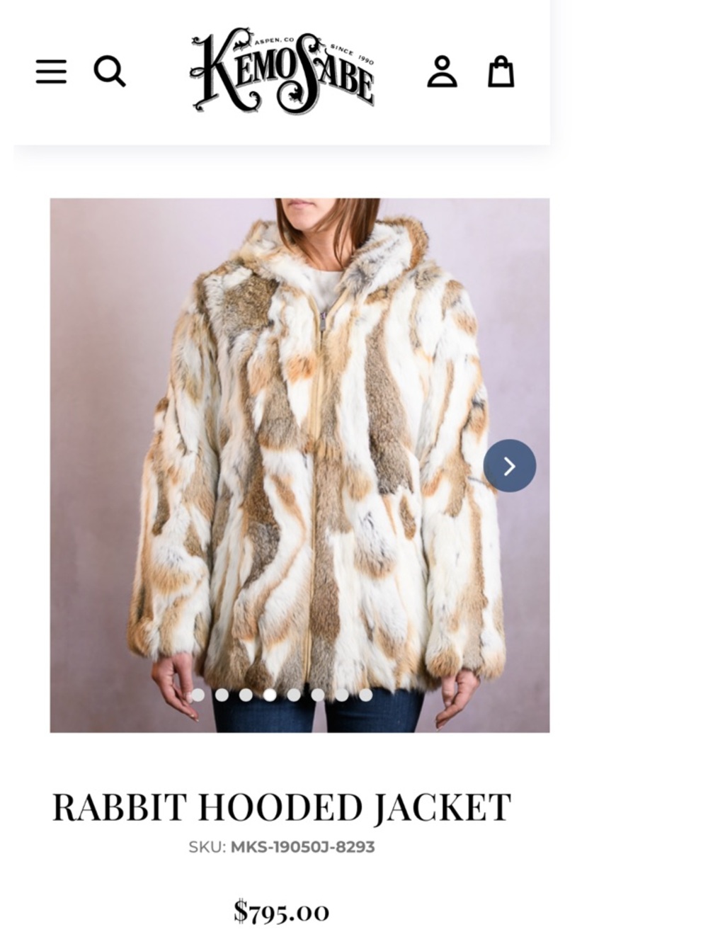 Kemo Sabe Rabbit Hooded Fur Jacket - Picture 2 of 5